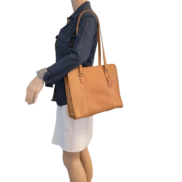 Vintage Coach Classic Compartment Tote Leather Shoulder Bag 9872 Camel USA - Picture 2 of 16